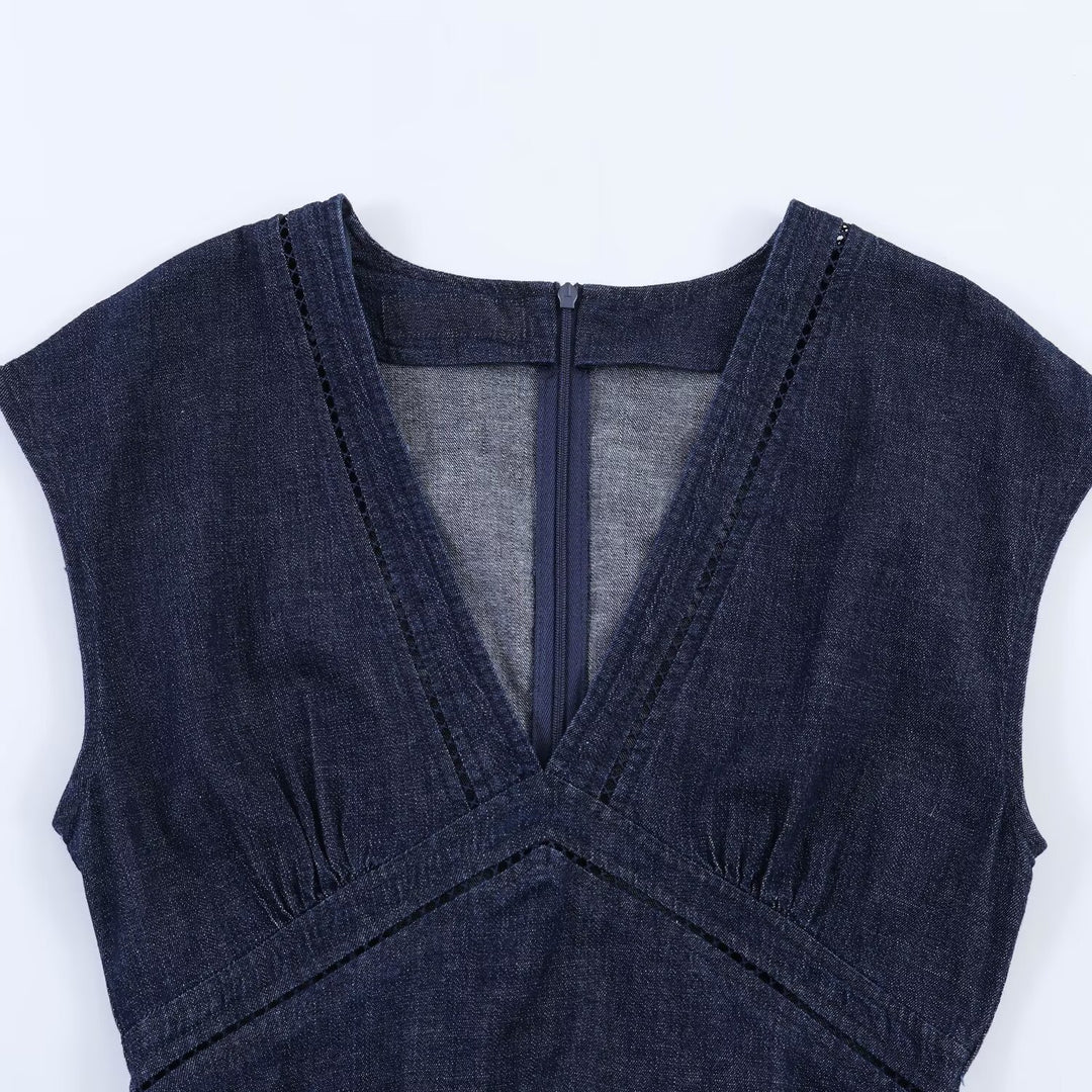 Damen Maxikleid mit V-Ausschnitt und schmaler Silhouette Drune