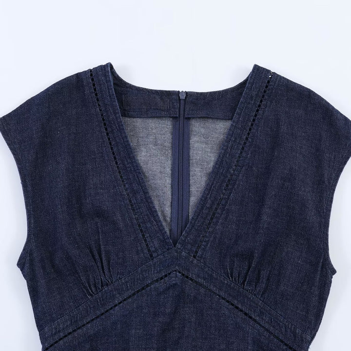 Damen Maxikleid mit V-Ausschnitt und schmaler Silhouette Drune