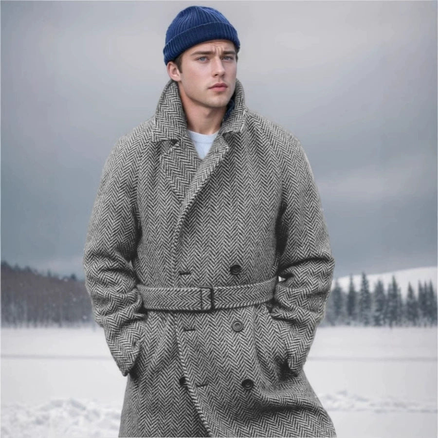 Herren eleganter und warmer Wollmantel Drune