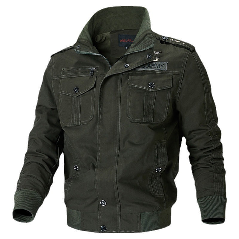 Herren Canvas-Pilotblouson mit Schulterpaspeln, Reißverschlussleiste und Utility-Pattentaschen Drune