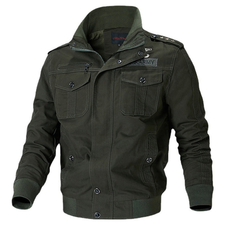 Herren Canvas-Pilotblouson mit Schulterpaspeln, Reißverschlussleiste und Utility-Pattentaschen Drune