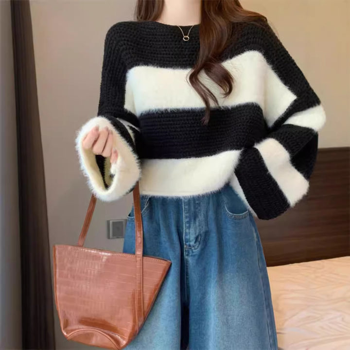 Damen Pullover mit breiten Streifen und lockerem Schnitt Drune
