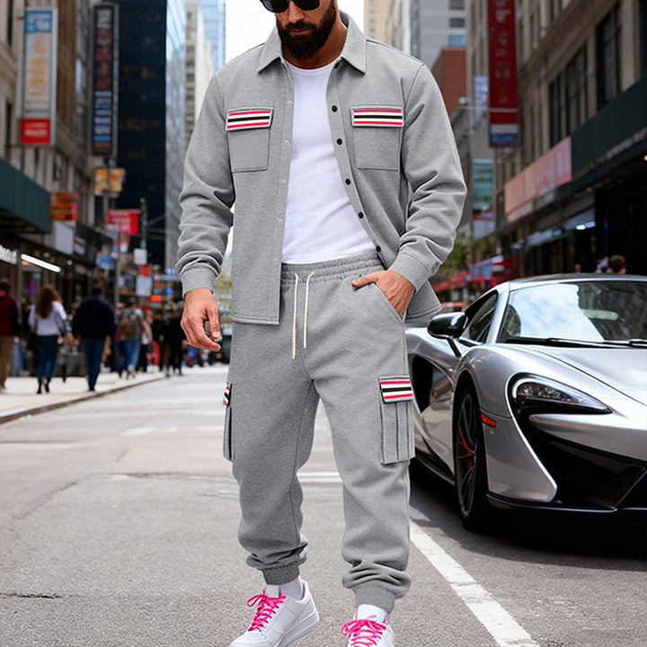 Herren Urbanes zweiteiliges Utility-Joggingset mit Overshirt und Cargo-Hose Drune
