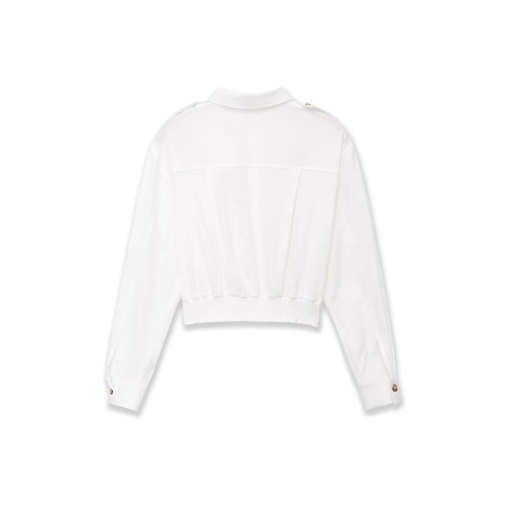 Damen Cropped-Hemdjacke mit Epauletten und taillierenden Abnähern Drune