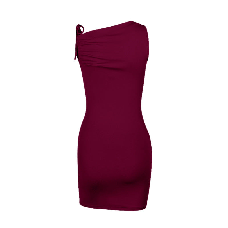 Damen figurbetontes One-Shoulder-Kleid Drune