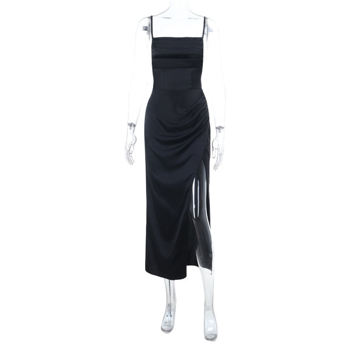 Damen Elegantes Maxikleid mit sensualem Schlitz und feinen Trägern Drune