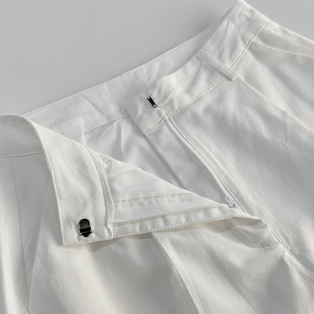 Damen leichte, lässige Palazzo-Hose mit hohem Bund und schwingendem Schnitt Drune
