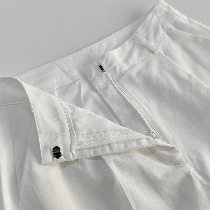 Damen leichte, lässige Palazzo-Hose mit hohem Bund und schwingendem Schnitt Drune