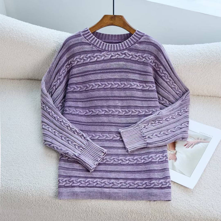 Damen Grobstrickpullover mit modischem Zopfmuster und lässigem Schnitt Drune