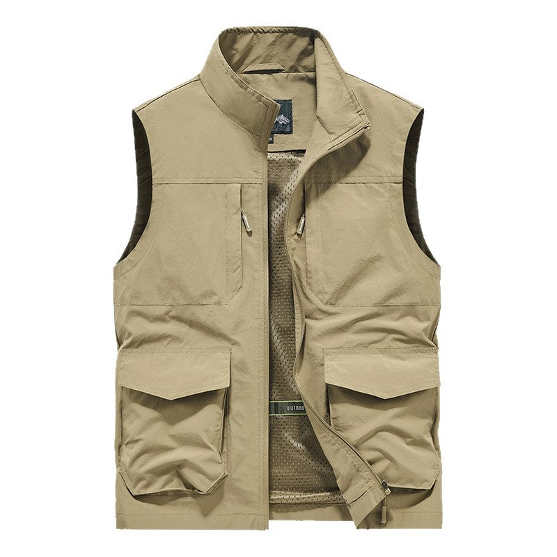 Herren Utility-Outdoorweste mit Multifachtaschen, Mesh-Futter & Stehkragen Drune