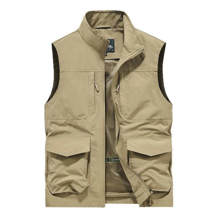 Herren Utility-Outdoorweste mit Multifachtaschen, Mesh-Futter & Stehkragen Drune