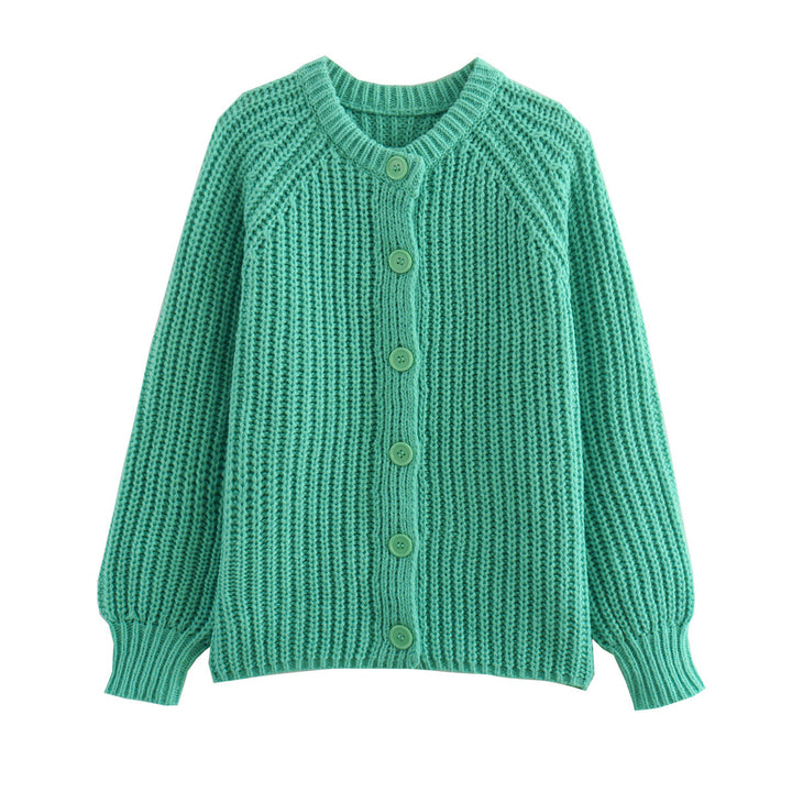 Damen nan grobstrickige Raglan-Cardigan mit durchgehender Knopfleiste, breiten Bündchen und legerer Silhouette Drune