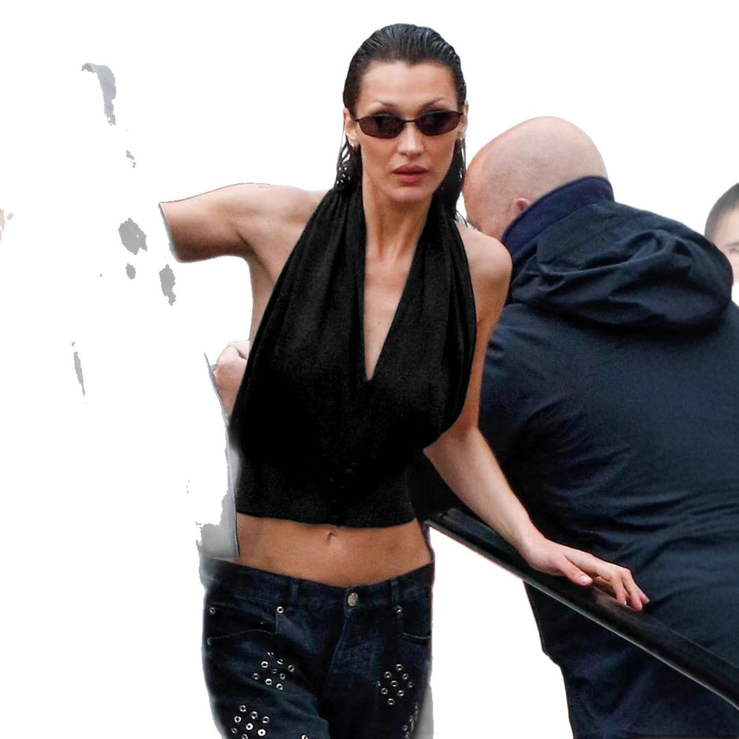 Damen Halter-Oberteil mit tiefem V-Ausschnitt und figurformendem Schnitt Drune
