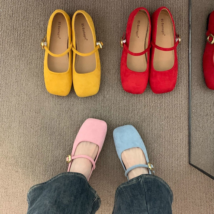 Damen elegante Mary Jane Ballerinas mit modischem Riemchen und komfortablem Fußbett Drune