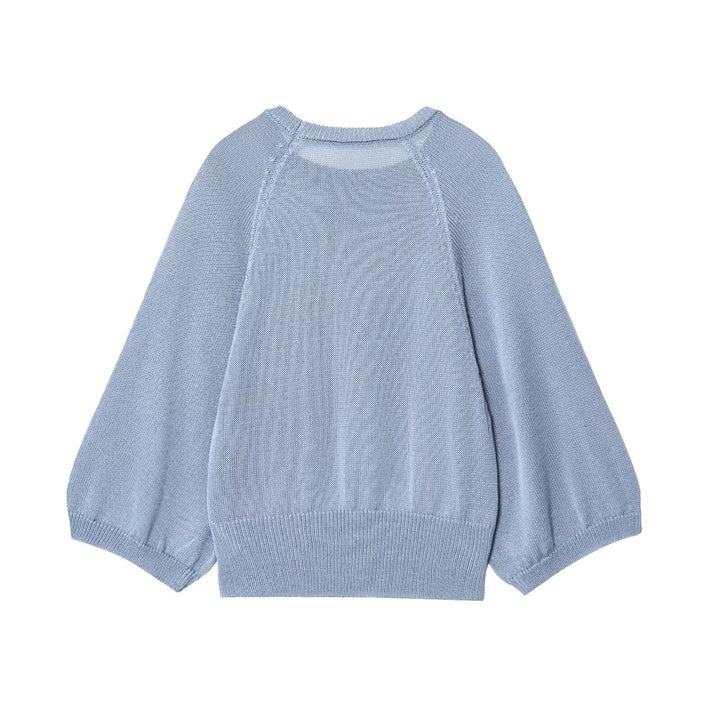 Damen lässiger Pullover mit überschnittenen Ärmeln und Rundhalsausschnitt Drune