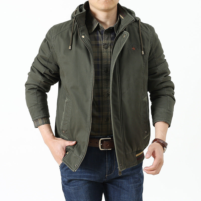 Herren Utility-Kapuzenjacke im Field-Parka-Stil mit Thermofutter und Multifunktions-Taschen Drune