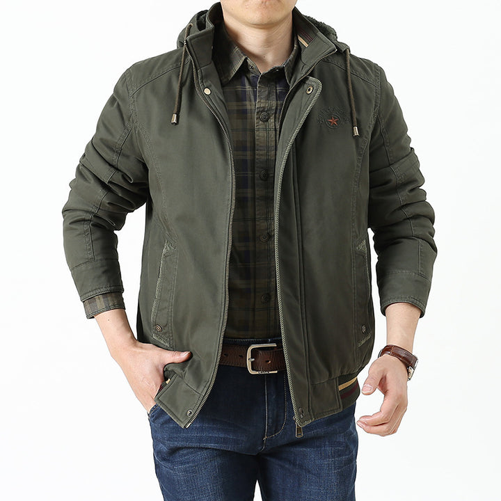 Herren Utility-Kapuzenjacke im Field-Parka-Stil mit Thermofutter und Multifunktions-Taschen Drune