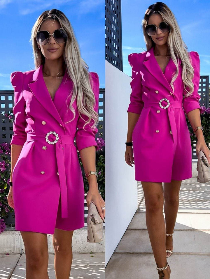 Damen Blazer Kleid mit tailliertem Schnitt und glamourösem Knopfdetail Drune