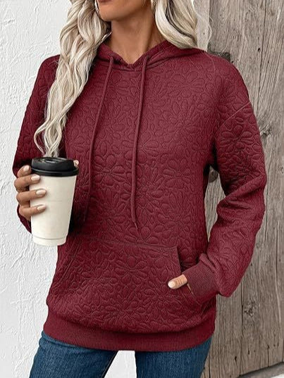 Damen Gesteppter Kapuzenpullover mit floral geprägter Steppstruktur Drune