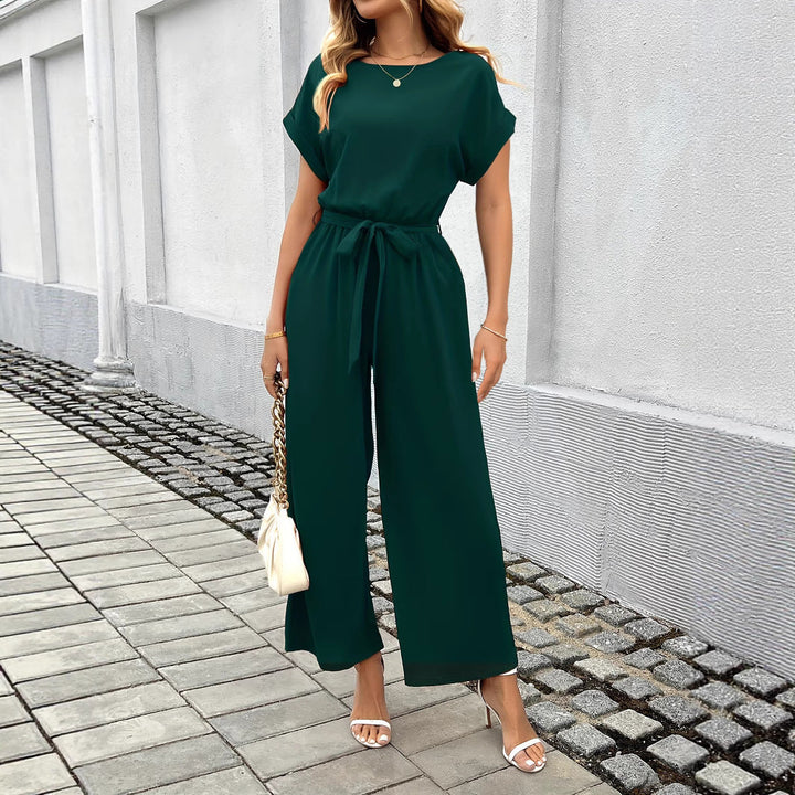 Damen Eleganter Jumpsuit mit Taillengürtel Drune