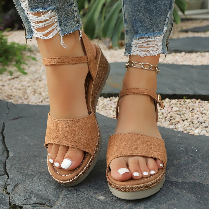 Damen Wedge-Sandalen mit verstellbaren Riemen und bequemer Sohle Drune