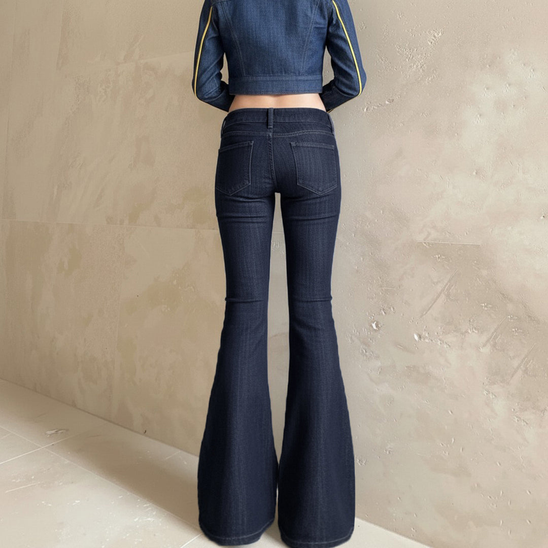 Damen Flared-Jeans mit stark ausgestelltem Schlag und figurbetonter Hüftpassform Drune