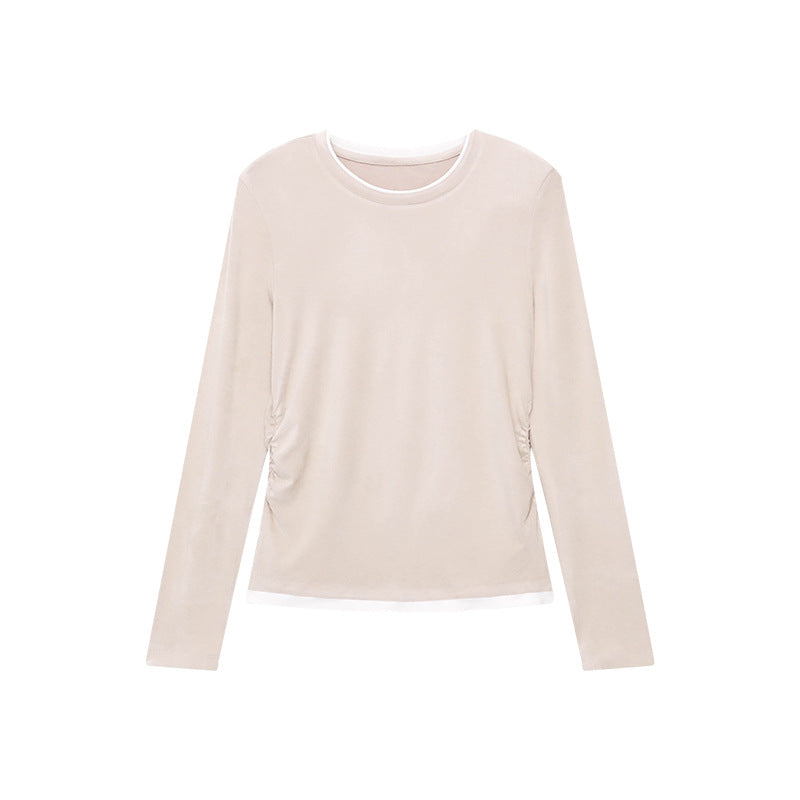 Damen lässiger Langarmshirt aus hochwertiger Baumwolle Drune