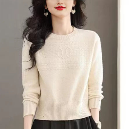 Damen modischer Strickpullover mit feinem Zopfmuster Drune