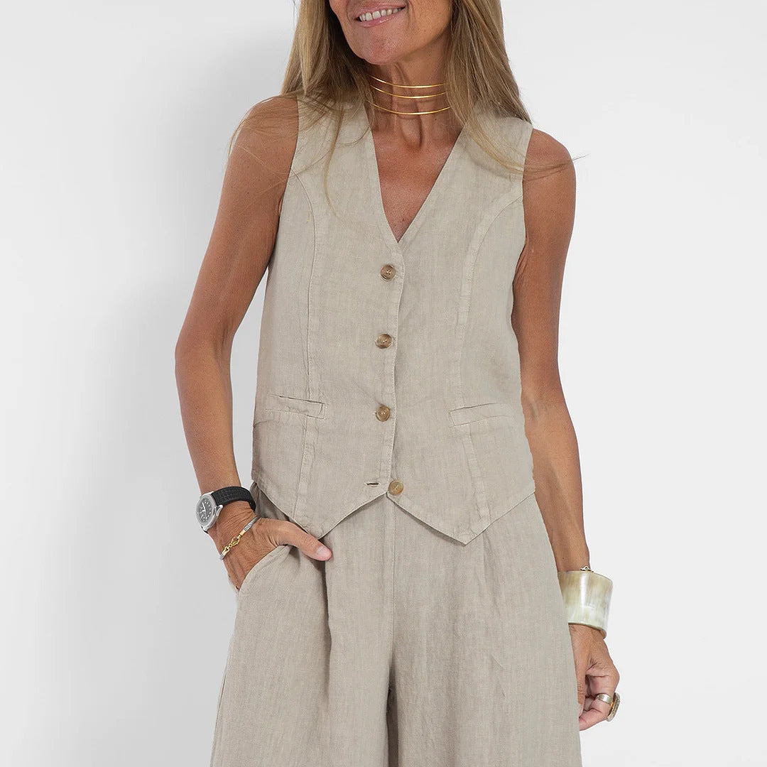 Damen Leinenweste im eleganten Design Drune