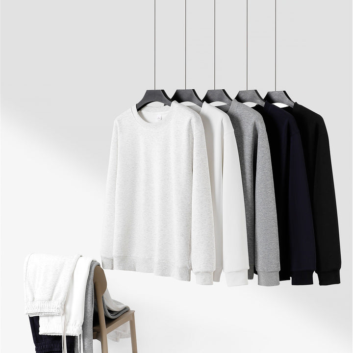 Unisex Weites Lounge-Set aus weichem Baumwollmix mit Rundhals-Sweatshirt und Kordel-Jogginghose Drune