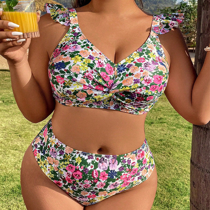 Damen Hochgeschnittener Bikini mit Rüschendetails Drune
