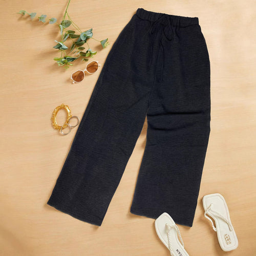 Damen Leichte Palazzo-Culotte aus Feinstrick mit hohem Komfortbund und Kordelzug Drune
