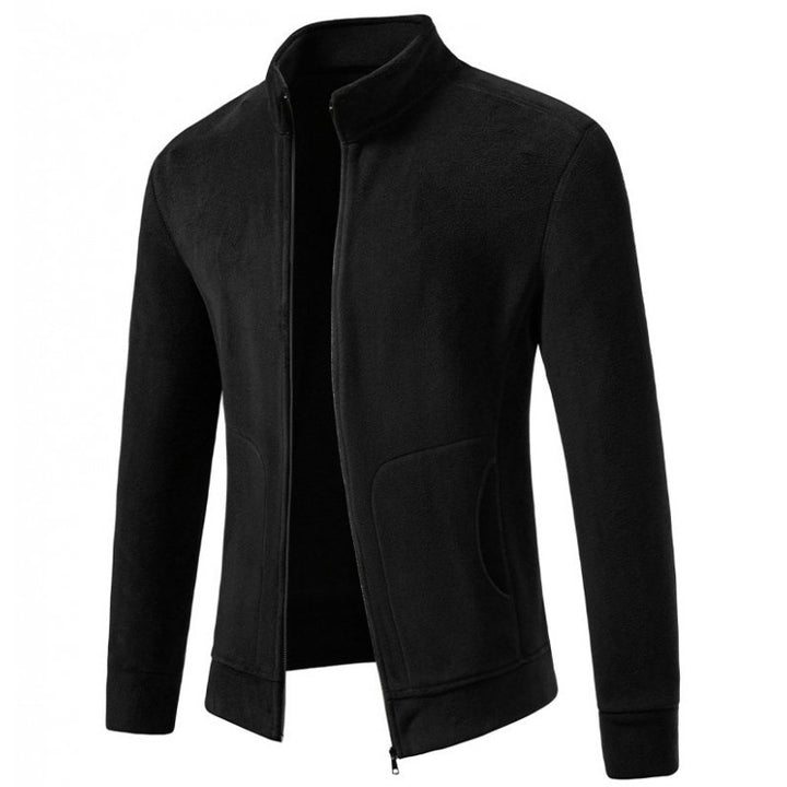Herren Slim-Fit Fleecejacke mit Stehkragen, durchgehendem Reißverschluss und Eingrifftaschen Drune