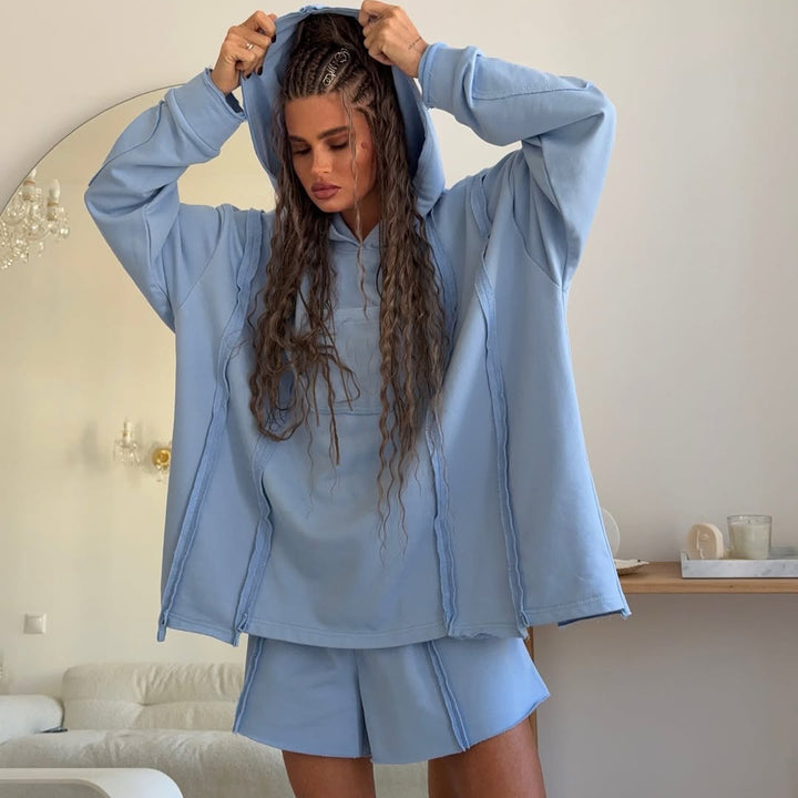 Damen Urbaner Oversized Hoodie und Shorts-Set Drune
