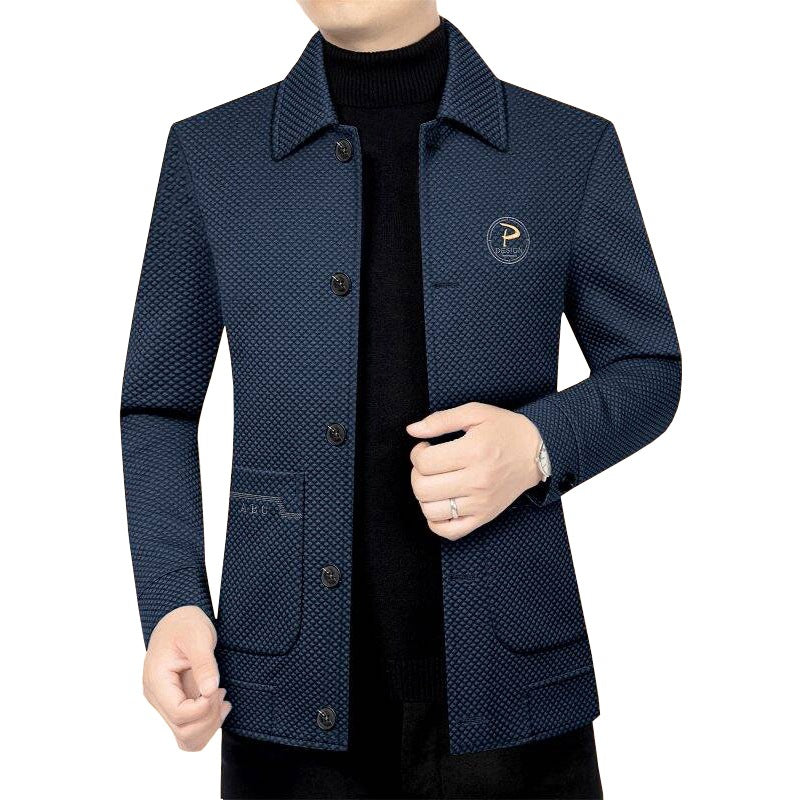 Herren Strukturierte Übergangsjacke mit Reverskragen und aufgesetzten Taschen Drune