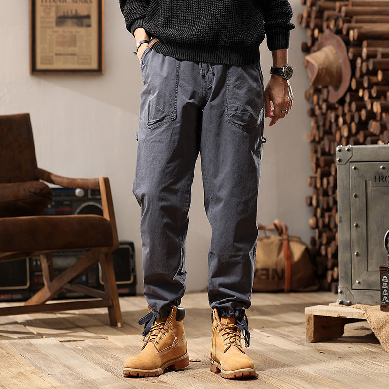 Herren Utility-Cargohose im Joggerstil mit elastischem Komfortbund, Multifachtaschen und Zugbändern am Knöchel Drune