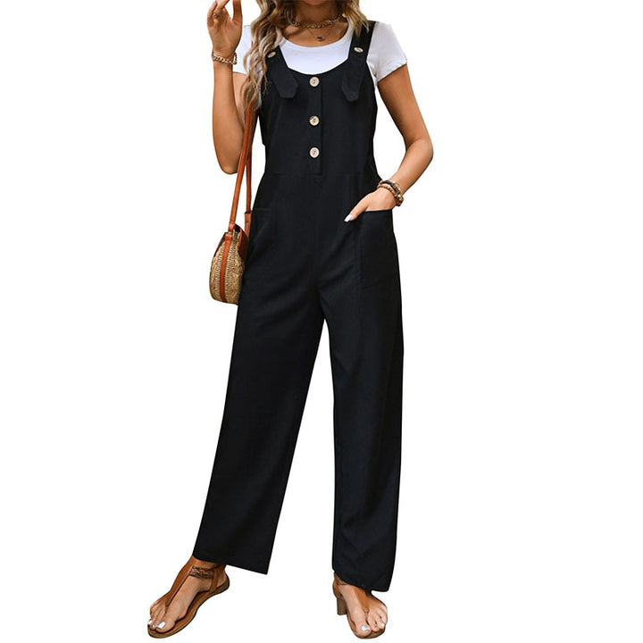 Damen Latzhose mit seitlichen Taschen und Knopfdetails Drune