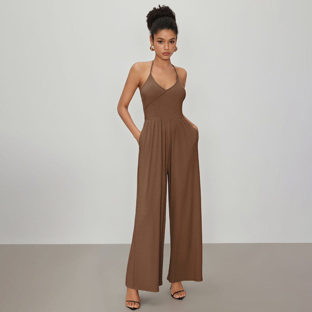 Damen Jumpsuit mit elegantem V-Ausschnitt und lockerem Schnitt Drune