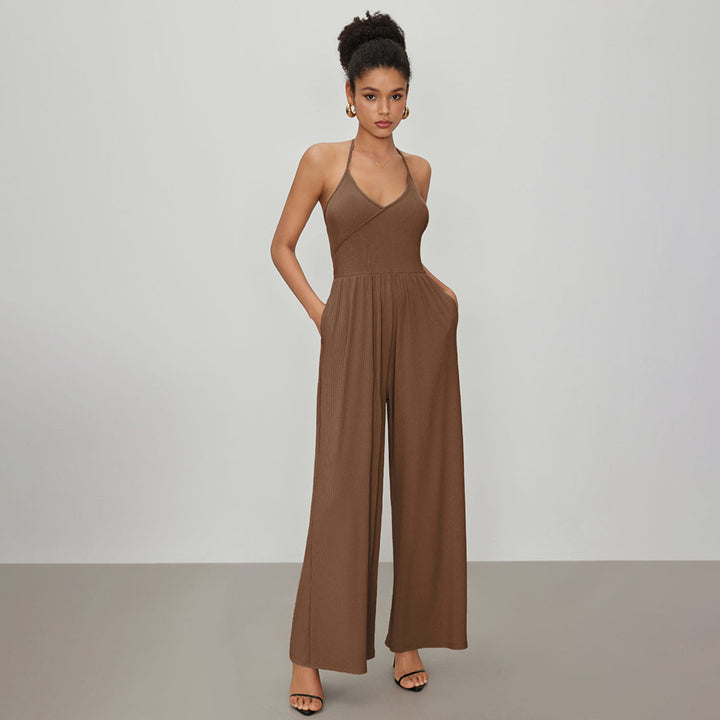 Damen Jumpsuit mit elegantem V-Ausschnitt und lockerem Schnitt Drune