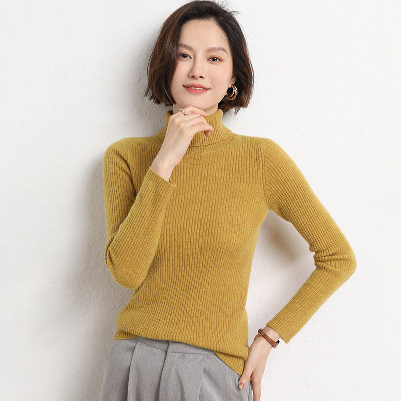 Damen Taillierter Feinstrick-Rollkragenpullover mit feiner Rippenstruktur und Kaschmir-Optik Drune