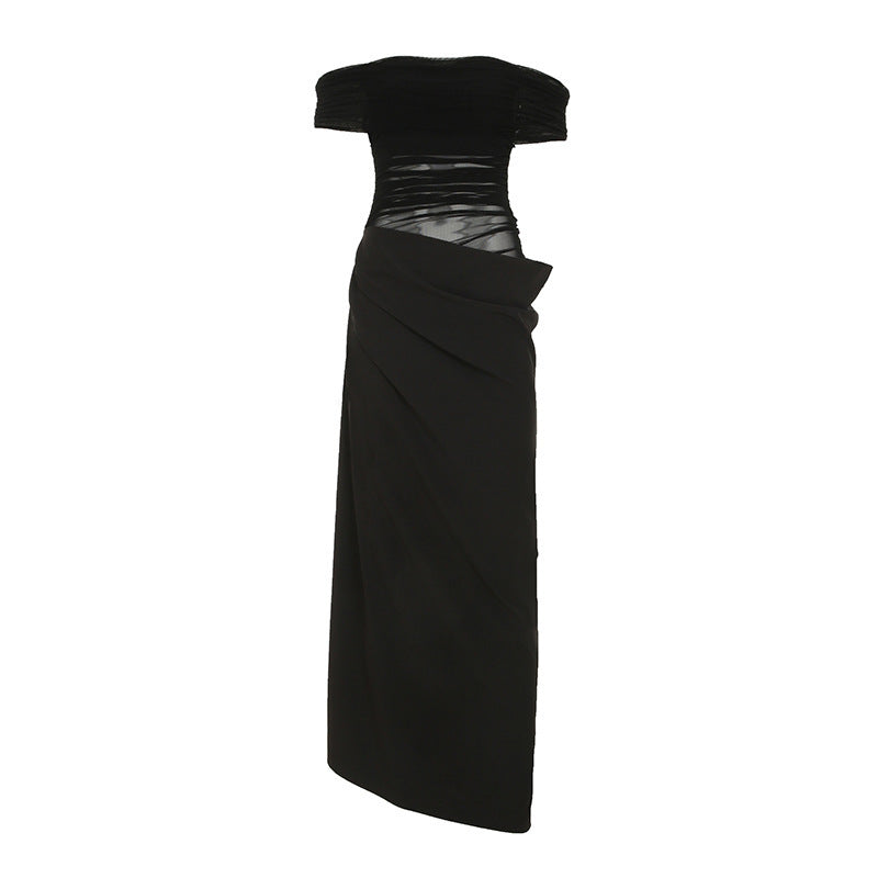 Damen elegantes Abendkleid mit schmalem Schnitt und transparenten Einsätzen Drune