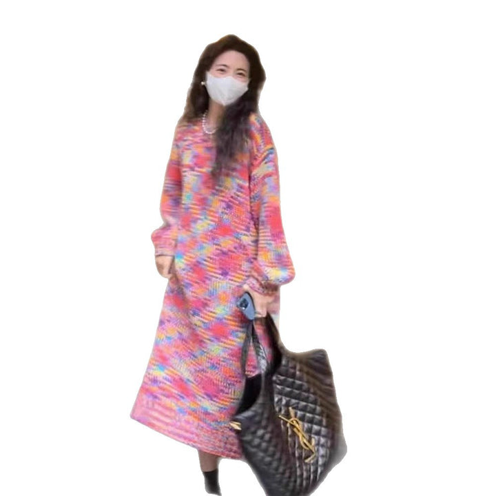 Damen Langarmkleid mit modernem Farbverlauf Drune