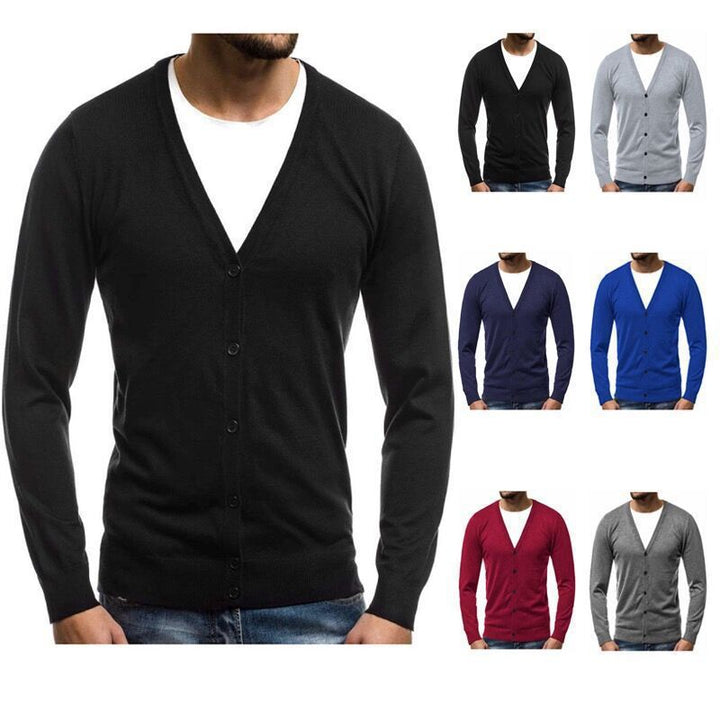 Herren nan Feinstrick-Cardigan mit V-Ausschnitt, schmaler Passform und durchgehender Knopfleiste Drune