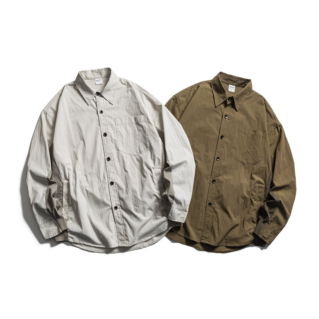 Herren Oversized Hemd mit Brusttasche und Rippbündchen Drune