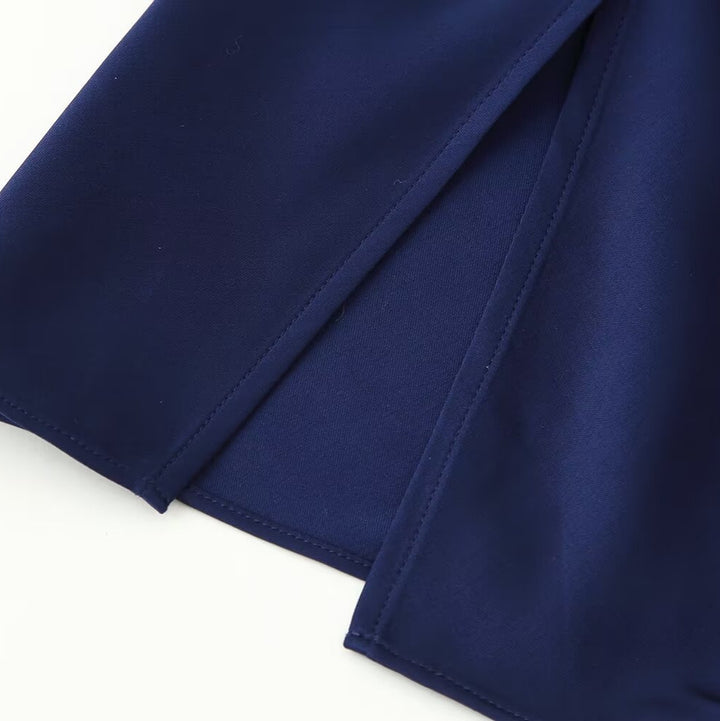 Damen Langärmeliges Maxikleid mit geraffter Empire‑Silhouette und Schlüsselloch‑Ausschnitt Drune