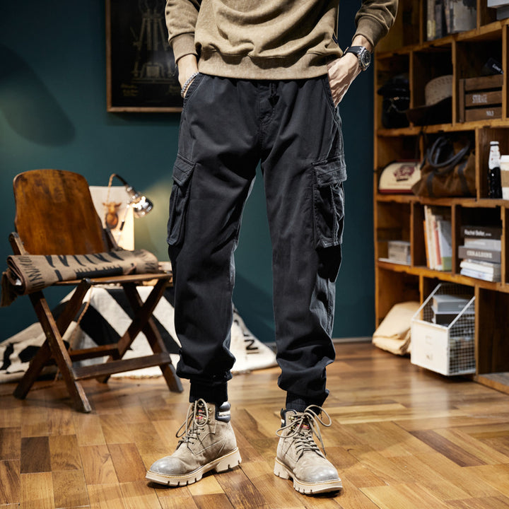 Herren Cargo-Joggerhose mit elastischem Bund, mehreren Utility-Taschen und gerippten Abschlüssen Drune