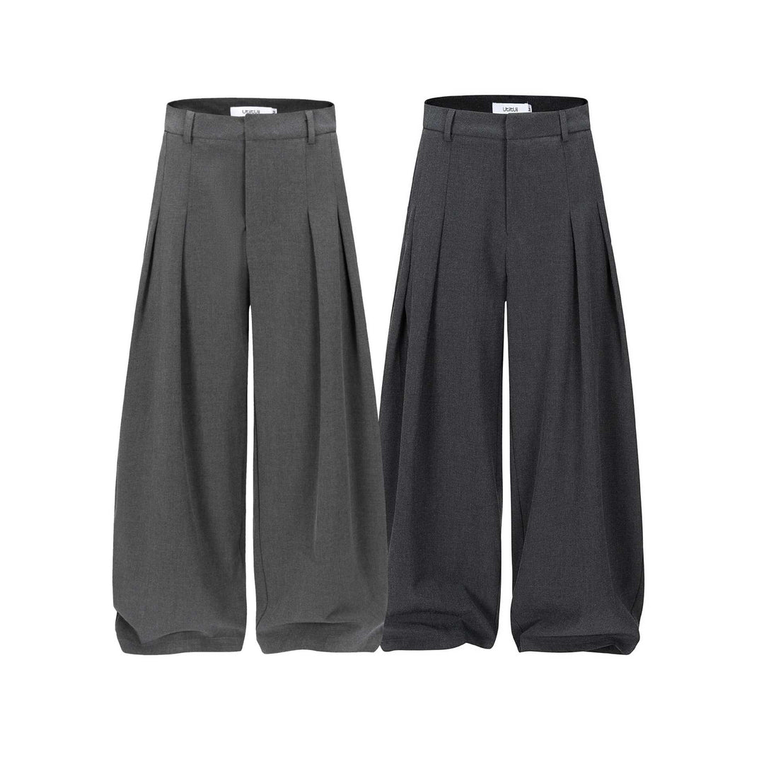 Damen Hochtaillierte weite Plissee-Hose mit Bügelfalte und Gürtelschlaufen Drune