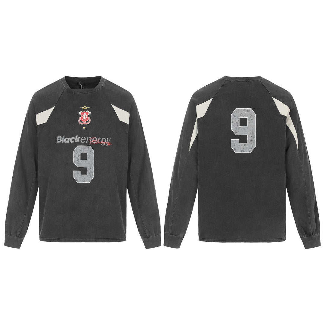 Herren Retro-Sweatshirt im Vintage-Sportswear-Look mit Raglanärmeln und Nummernprint Drune
