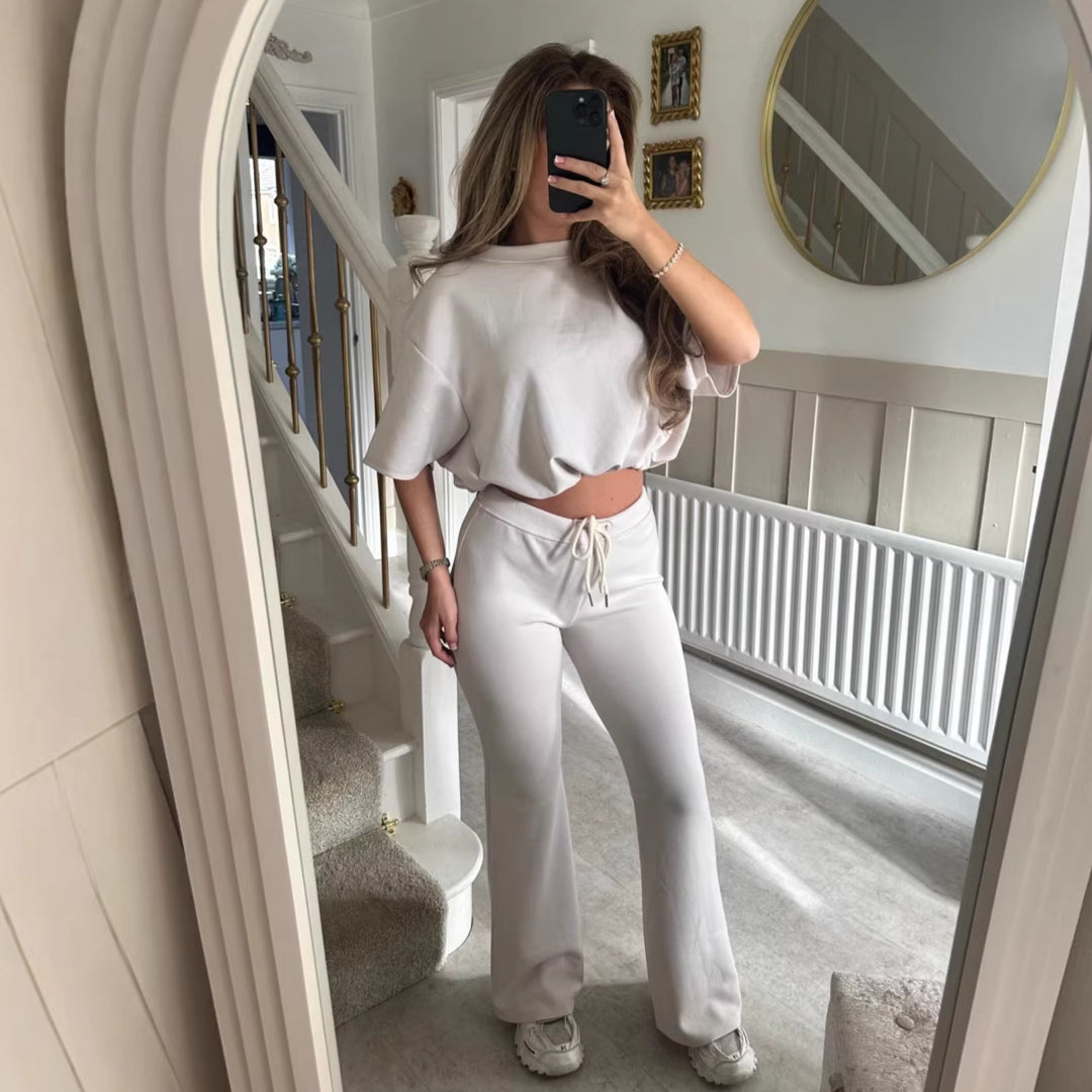 Damen Lässige Strick Lounge-Kombination mit weitem Schnitt und eleganten Details