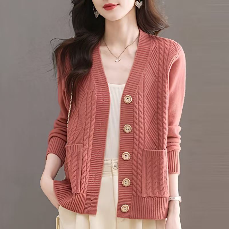 Damen Strickjacke mit V-Ausschnitt und Taschen Drune